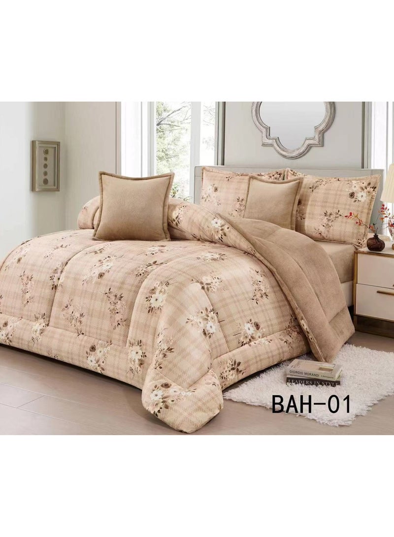 مون مفرش سرير نفرين شتوي 6 قطع وجهين وجه مخمل وجه فرو مقاس  230x250 سم - Image 1