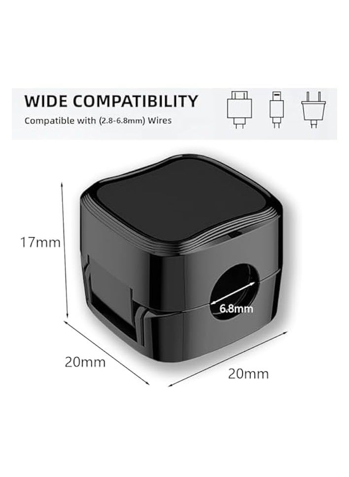 PROMASS Cord Organizer Holder, 6 Pack Slot Magnetic Desk Cable Clips Management, Strong Phone Charging Cable Keeper, Wire Charger Holder for Nightstand, Office Supplies(Black) - Image 2