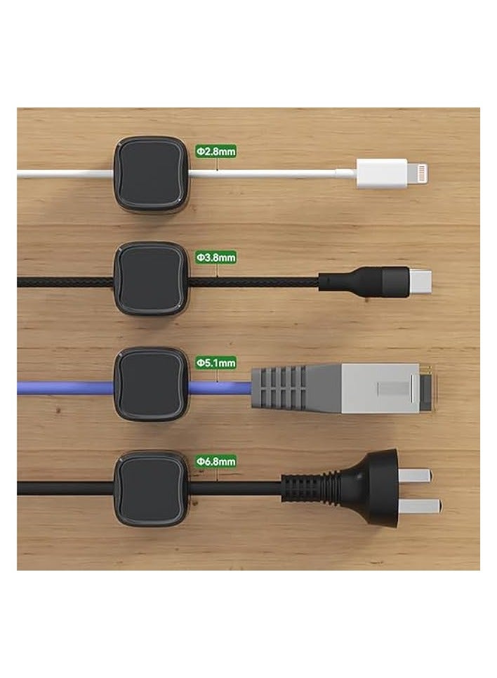 PROMASS Cord Organizer Holder, 6 Pack Slot Magnetic Desk Cable Clips Management, Strong Phone Charging Cable Keeper, Wire Charger Holder for Nightstand, Office Supplies(Black) - Image 3