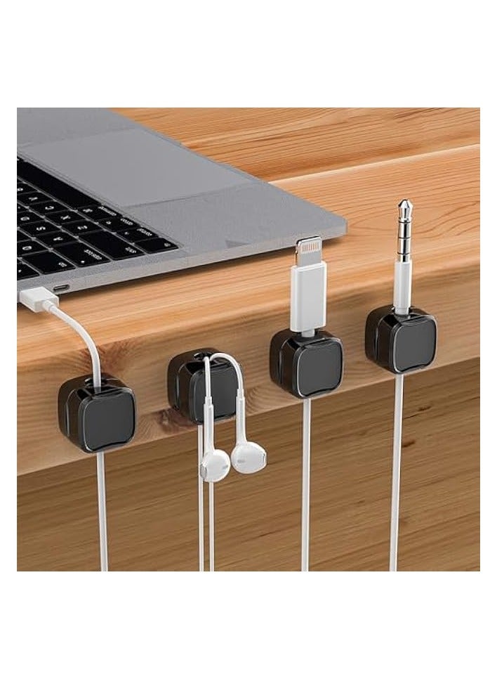 PROMASS Cord Organizer Holder, 6 Pack Slot Magnetic Desk Cable Clips Management, Strong Phone Charging Cable Keeper, Wire Charger Holder for Nightstand, Office Supplies(Black) - Image 5