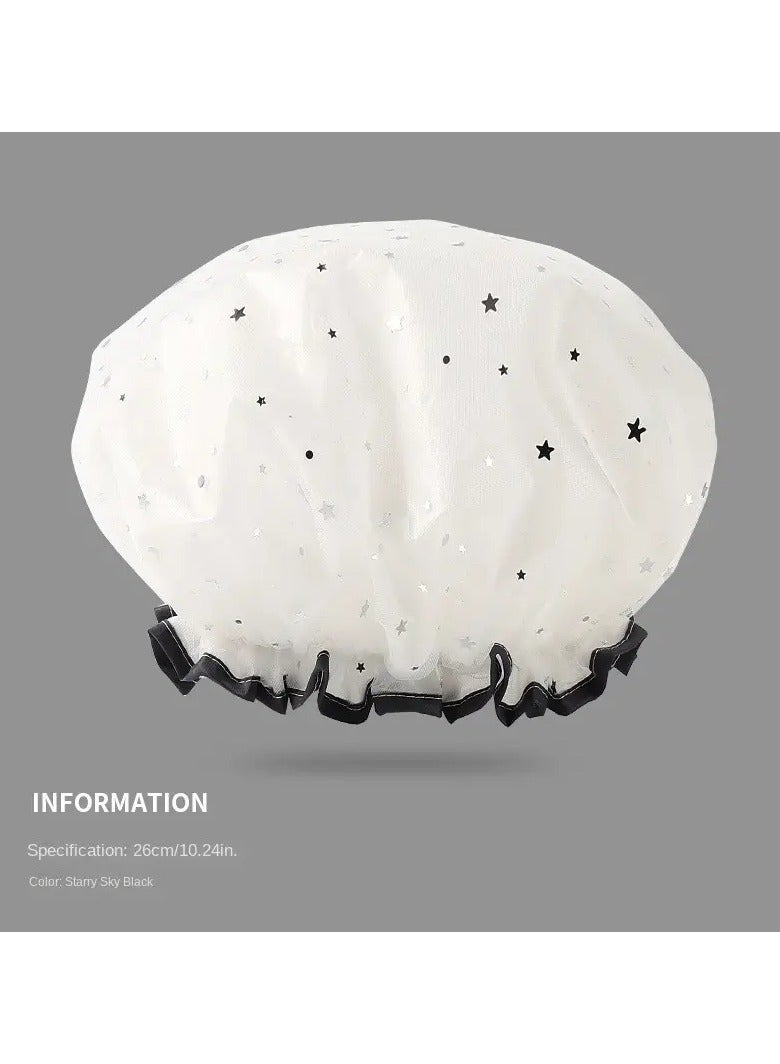 Goolsky 1pc Waterproof Double-Layer Shower Cap for Long, Short, and Curly Hair - Reusable and Ideal for Women - Bathroom Accessories  - Image 1