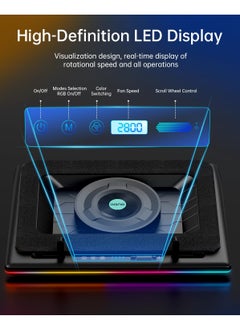 KASTWAVE RGB Laptop Cooling Pad with Powerful Turbofan, Gaming Laptop Cooler Radiator with Infinitely Variable Speed, Touch Control, LCD Screen, 3-Port USB Hub, Seal Foam for Rapid Cooling Laptop 15-19in  - Image 5