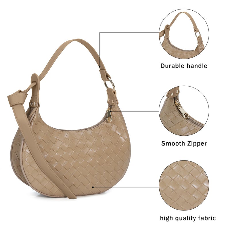 Chinllo Purse Woven Shoulder bag for women, Cute Mini Clutch Zipper Hobo Tote Handbags - Image 3