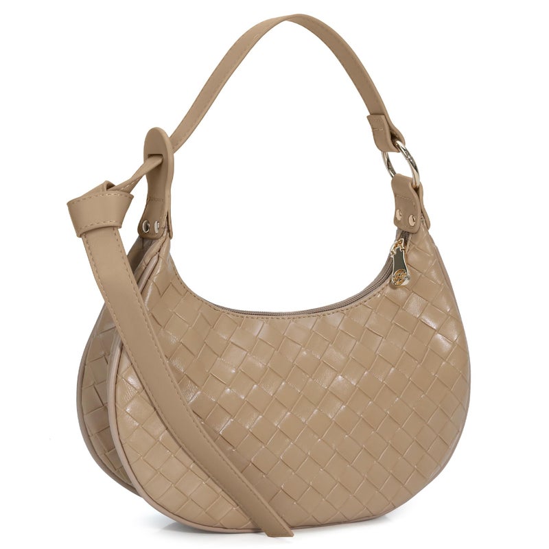 Chinllo Purse Woven Shoulder bag for women, Cute Mini Clutch Zipper Hobo Tote Handbags - Image 1