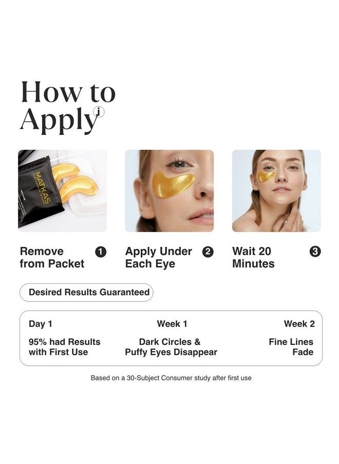 MATKAS - Gold Under Eye Patches - 0.05% Pure Retinol + Hyaluronic Acid + Collagen for Dark Circles, Wrinkles, and Puffy Eyes, Under Eye Mask Puffiness Treatment for Women, Under Eye Gel Pads, Bag Patch - Image 1
