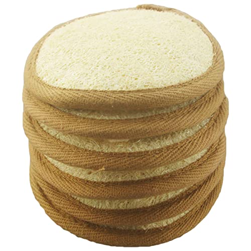 Mr.Cui'shop 6 pcs/Set 4"×4" Natural Exfoliating Face Pad Loofah Sponge Facial Brush - Shower Scrubber - Body Bath Spa for Men & Women, Renewable Resource (Front 100% Loofah + Back 100% Pile Fabrics) Pack of 6 - Image 1