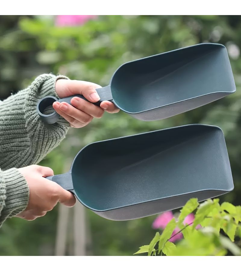 2Pcs Dark Green Square Garden Shovel Set Large And Small For Planting Flowers Soil Scoop Digging Digging Ice Dog Food Feeding Shovel - Image 1