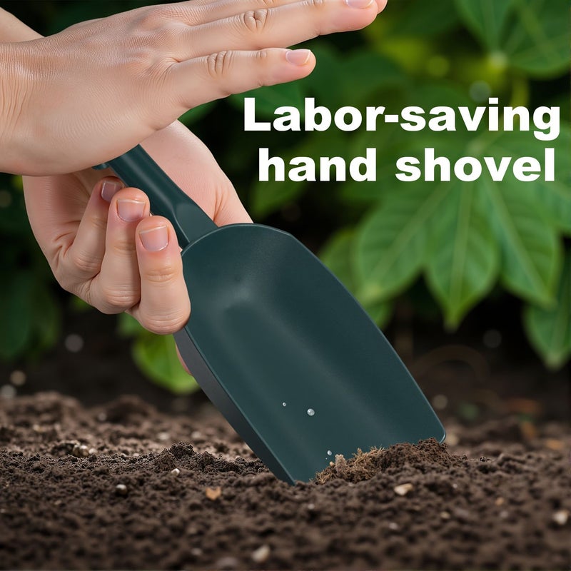 2Pcs Dark Green Square Garden Shovel Set Large And Small For Planting Flowers Soil Scoop Digging Digging Ice Dog Food Feeding Shovel - Image 3
