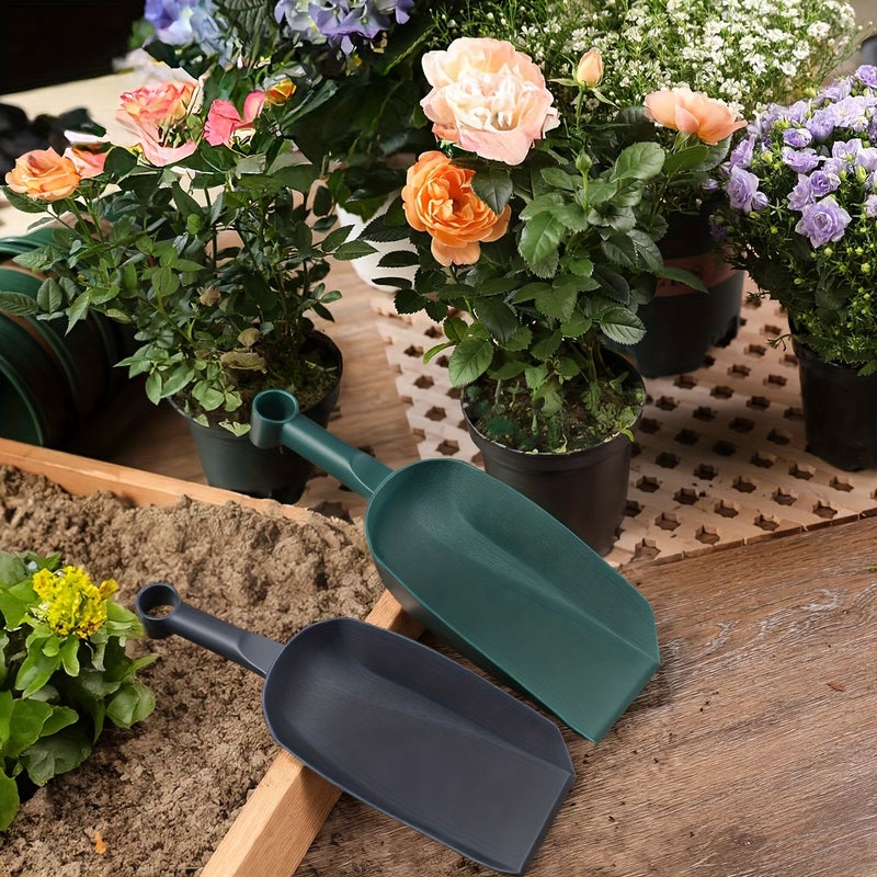 2Pcs Dark Green Square Garden Shovel Set Large And Small For Planting Flowers Soil Scoop Digging Digging Ice Dog Food Feeding Shovel - Image 4