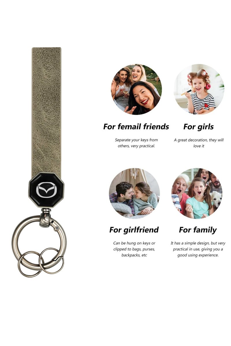 مازدا سلسلة مفاتيح سيارة جلدية مقاس 12.5 سم لمازدا - حزام جلدي ناعم متين مع حلقة معدنية دوارة 360 درجة، تثبيت برغي مزدوج، حلقة زنبركية محمولة، حامل مفاتيح متعدد لمفاتيح السيارة والمنزل والمكتب، مقاوم للتآكل، مضاد للبهتان، تصميم يمنع التشقق - Image 5