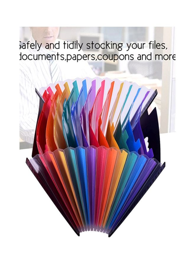 12-Pockets File Organiser For A4 Paper Black/Red/Yellow - Image 3