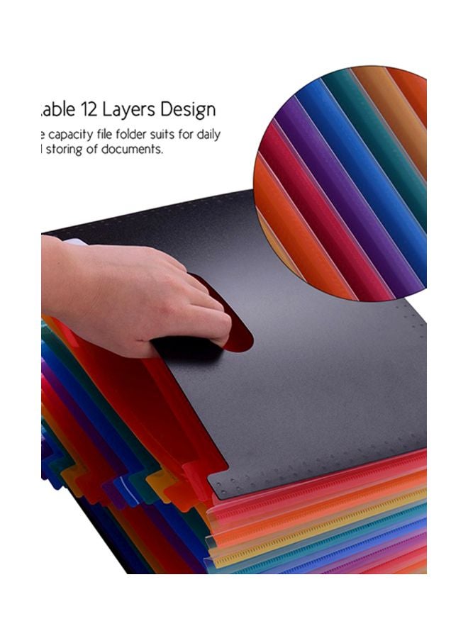 12-Pockets File Organiser For A4 Paper Black/Red/Yellow - Image 5