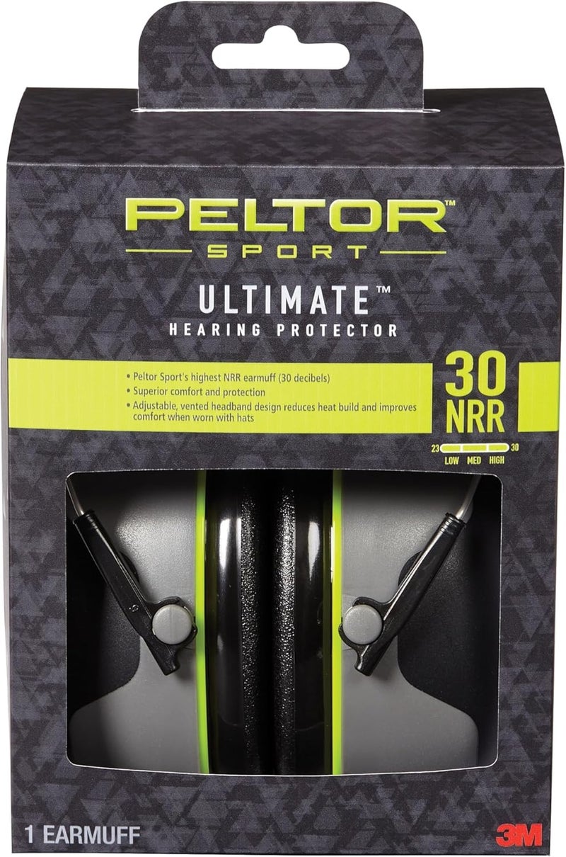 PELTOR حماية السمع الرياضية النهائية، تصنيف تقليل الضوضاء (NRR) 30 ديسيبل، تصميم خفيف الوزن للراحة والارتداء المطول، أعلى سماعات أذن لتقليل الضوضاء في الرياضة، أسود/رمادي (97042-PEL-6C) - Image 1