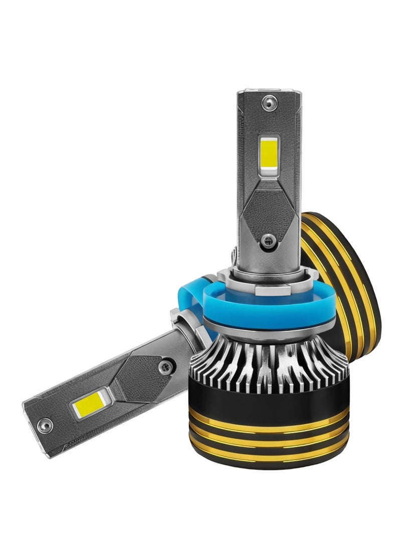 جولدن كامل مصابيح أمامية LED M8 Pro من GOLDEN CAMEL H11، 120 واط، 15000 لومن، 6500 كلفن، مقاومة للماء IP65، سطوع +500%، مدى +150%، توصيل وتشغيل، عمر افتراضي 30000 ساعة - Image 2