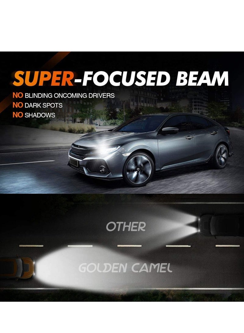 جولدن كامل مصابيح أمامية LED M8 Pro من GOLDEN CAMEL H11، 120 واط، 15000 لومن، 6500 كلفن، مقاومة للماء IP65، سطوع +500%، مدى +150%، توصيل وتشغيل، عمر افتراضي 30000 ساعة - Image 5