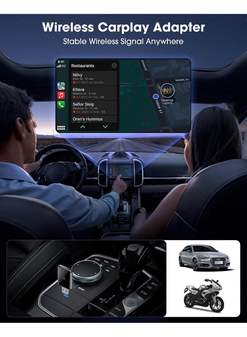 محوّل كار بلاي لاسلكي – يحوّل كار بلاي السلكي إلى لاسلكي، توصيل وتشغيل مباشر، اتصال مستقر للآيفون والسيارات المتوافقة - Image 2