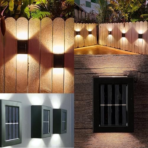 Gigawatts Acrylonitrile Butadiene Styrene Solar Wall Light Exterior Porch Lights Fence Fixture Deck Patio Decor Water Resistant Modern Sconce for Outdoor Backyard Garden (Pack of 2) - Image 5