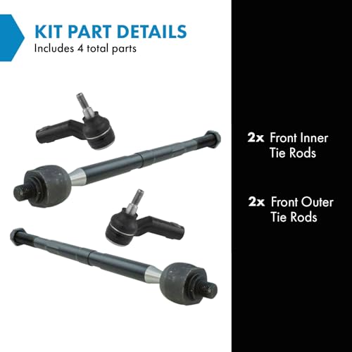 TRQ Front Inner and Outer Tie Rod Set Compatible with 2013-2018 Ford C-Max 2013-2019 Escape 2012-2018 Focus 2014-2019 Transit Connect - Image 2