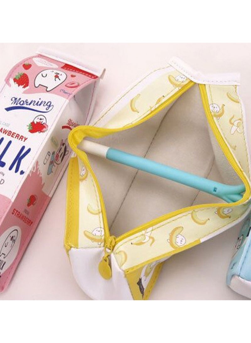 Large Capacity Creative Cute Pencil Case, Convenient And Interesting Imitation Pencil Case, Waterproof Storage Coin Purse Pencil Case (Yellow Milk)  - Image 2