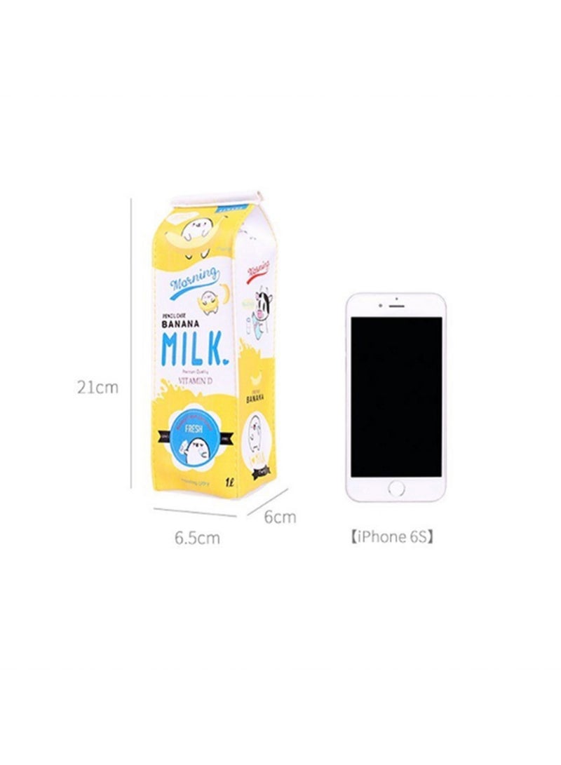 Large Capacity Creative Cute Pencil Case, Convenient And Interesting Imitation Pencil Case, Waterproof Storage Coin Purse Pencil Case (Yellow Milk)  - Image 4