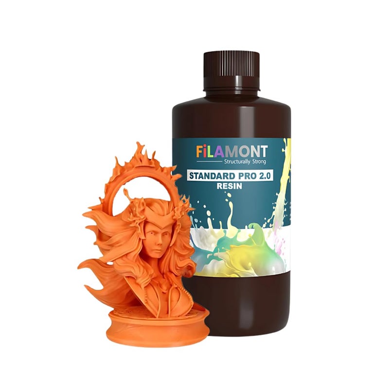 Protomont TECHNOLOGIES راتنج فيلامونت ستاندرد برو لطباعة ثلاثية الأبعاد 3D طابعة راتنج LCD DLP SLA 405nm طابعة UV-Curing فوتوبوليمر سريع عالي الدقة منخفض الرائحة راتنج ستاندرد (2.0 برتقالي أحمر) - Image 1