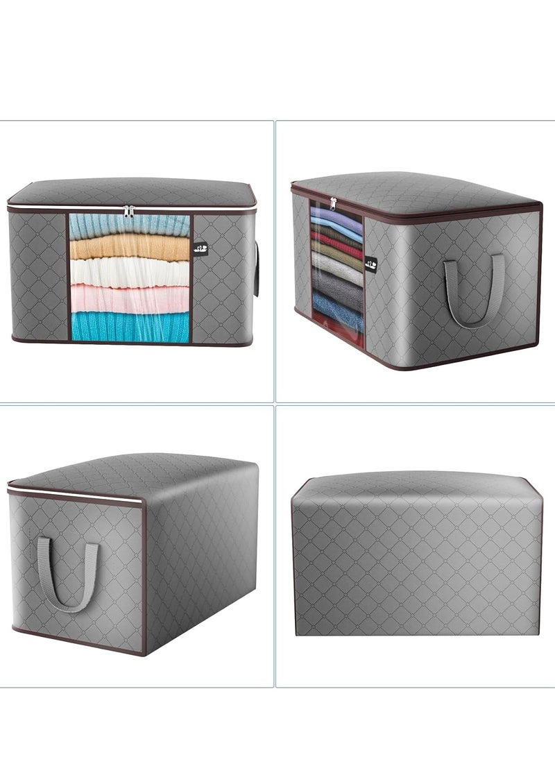 DUNISO 90L Large Storage Bag, 6 Pack Foldable Blanket Storage Bins, Clothing Storage Bins, Foldable Clothes Organizer and Storage Containers with Lids and Handle  - Image 5