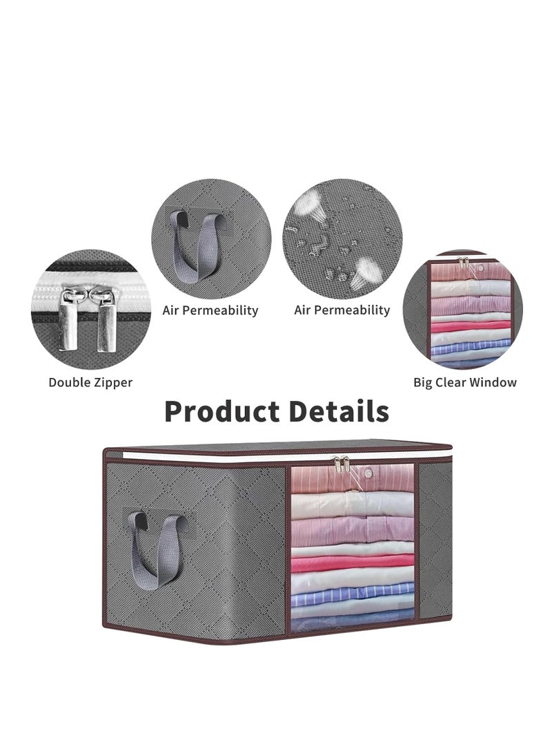 DUNISO 90L Large Storage Bag, 6 Pack Foldable Blanket Storage Bins, Clothing Storage Bins, Foldable Clothes Organizer and Storage Containers with Lids and Handle  - Image 2