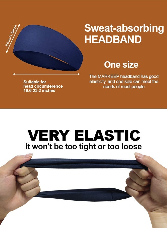 Tersely 5 Packs Headbands, Yoga Sports Headband, Non-Slip & Lightweight Mens Sweat Band, Womens Elastic Athletic Hair Band for Men, Working Out Sweatband - Image 5