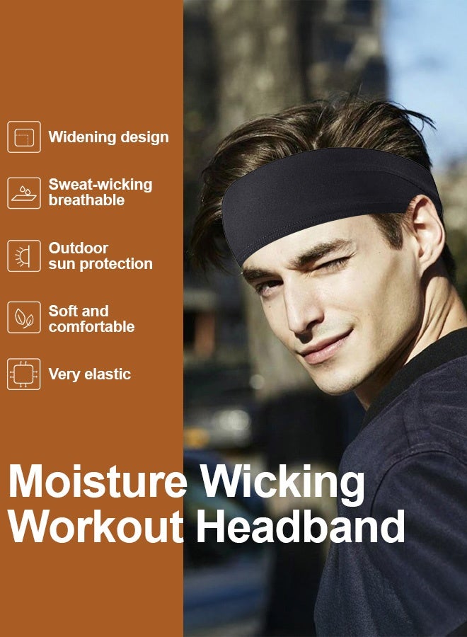 Tersely 5 Packs Headbands, Yoga Sports Headband, Non-Slip & Lightweight Mens Sweat Band, Womens Elastic Athletic Hair Band for Men, Working Out Sweatband - Image 2