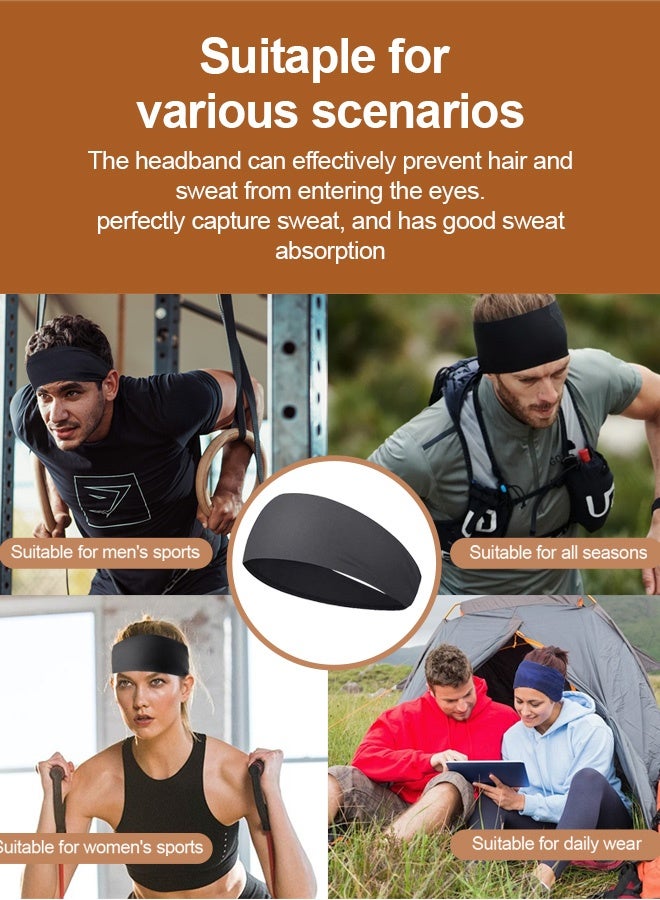 Tersely 5 Packs Headbands, Yoga Sports Headband, Non-Slip & Lightweight Mens Sweat Band, Womens Elastic Athletic Hair Band for Men, Working Out Sweatband - Image 4