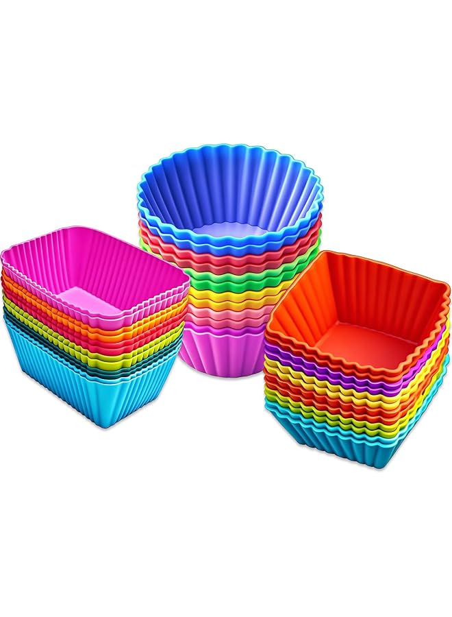 S-TOP Silicone Cupcake Muffin Baking Cups Liners 36 Pack Reusable Non-Stick Cake Molds Sets, Standard - Image 1