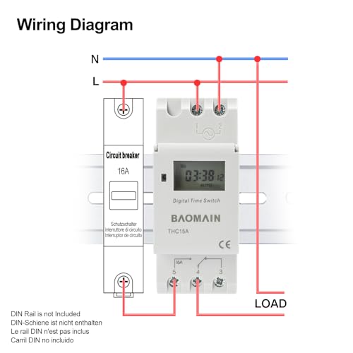 Baomain THC15A Digital LCD Power Weekly Programmable Timer Switch AC 220V - Image 3