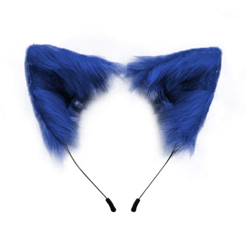 SMILETERNITY Handmade Fox Wolf Cat Ears Headwear Costume Accessories for Halloween Christmas Party Blue - Image 2