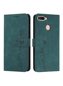 HuHa Case Cover For OPPO A7/A5s/A12 Skin Feel Heart Pattern Leather Phone Case Green 