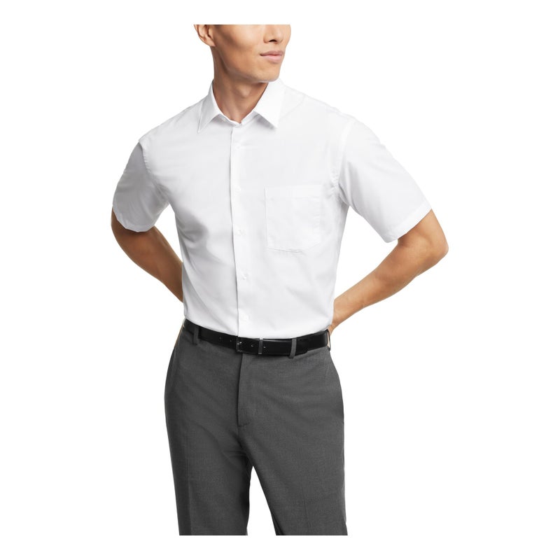 Van Heusen Men's Short Sleeve Dress Shirt Regular Fit Poplin Solid, White, 17.5" Neck - Image 1