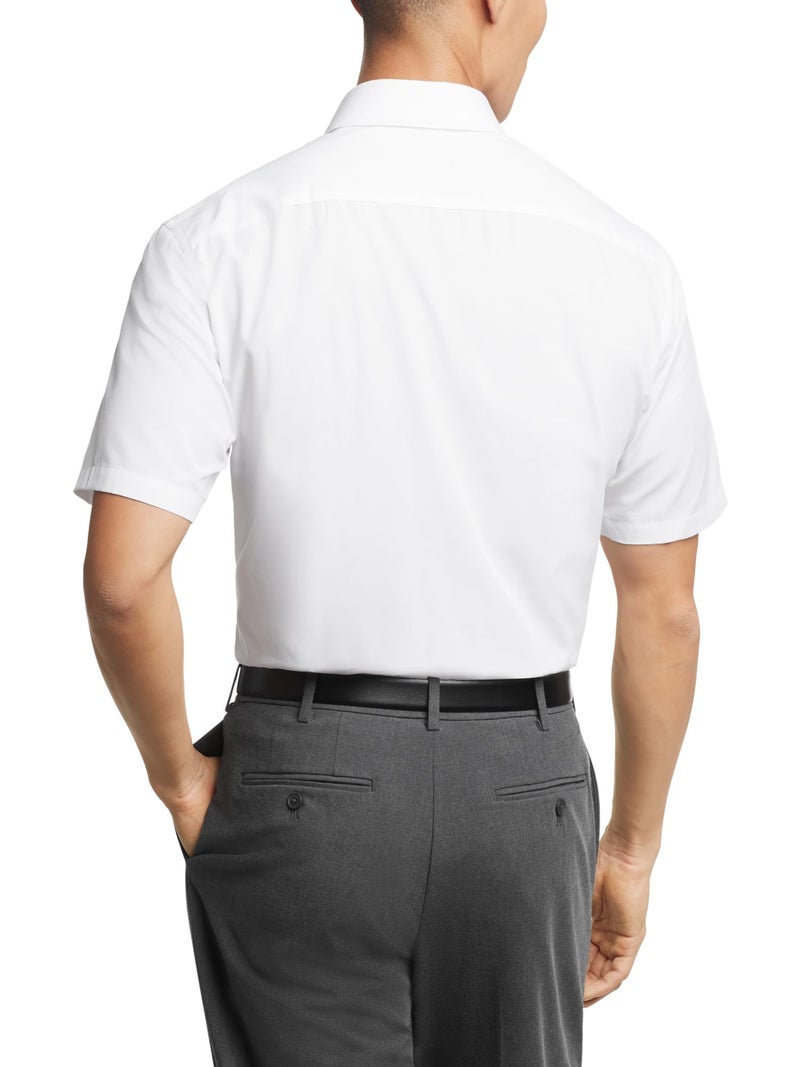 Van Heusen Men's Short Sleeve Dress Shirt Regular Fit Poplin Solid, White, 17.5" Neck - Image 2