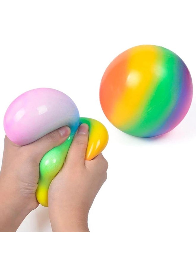 squishy Rainbow Stress Ball Squishy Toys Ball Anxiety Stress Relief Fidget Toy Sensory Ball Squeeze Toy for Kids Adults - Image 1