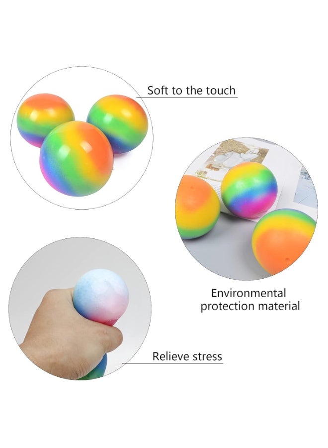 squishy Rainbow Stress Ball Squishy Toys Ball Anxiety Stress Relief Fidget Toy Sensory Ball Squeeze Toy for Kids Adults - Image 2