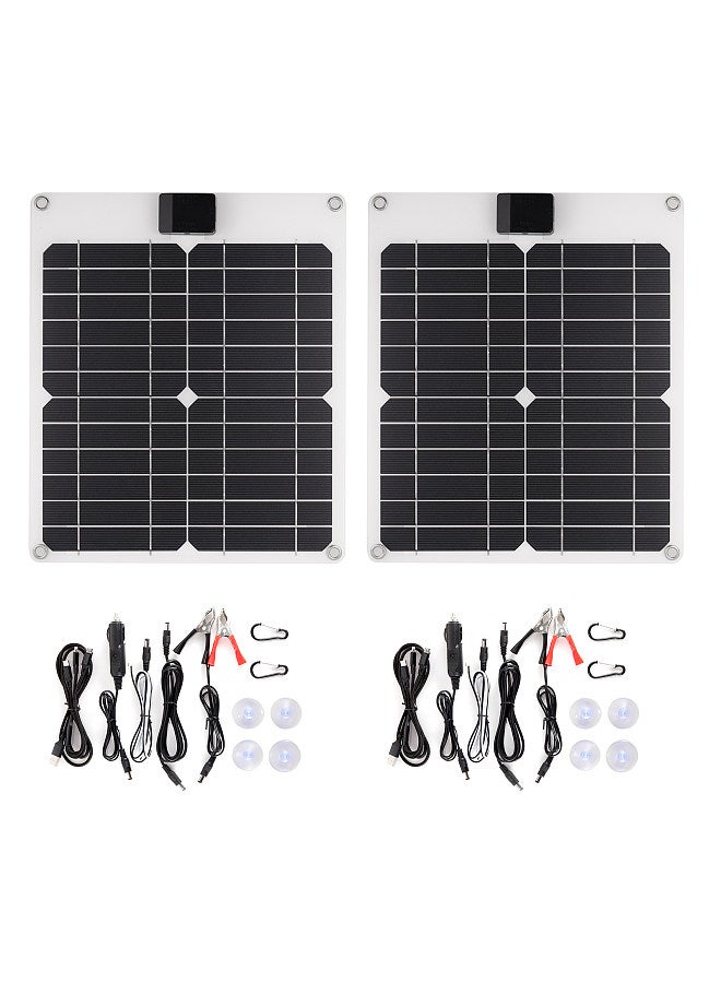 15W*2 5V/12V Solar Panel Car Battery Charger with USB DC Chain Output Ports Portable Waterproof Power Trickle Battery Charger & Maintainer
