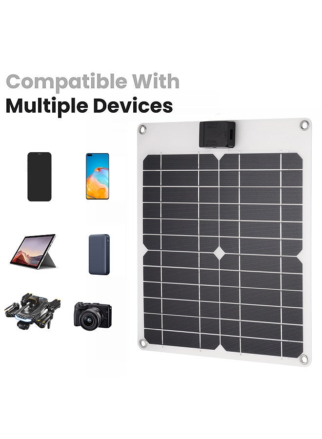 15W*2 5V/12V Solar Panel Car Battery Charger with USB DC Chain Output Ports Portable Waterproof Power Trickle Battery Charger & Maintainer