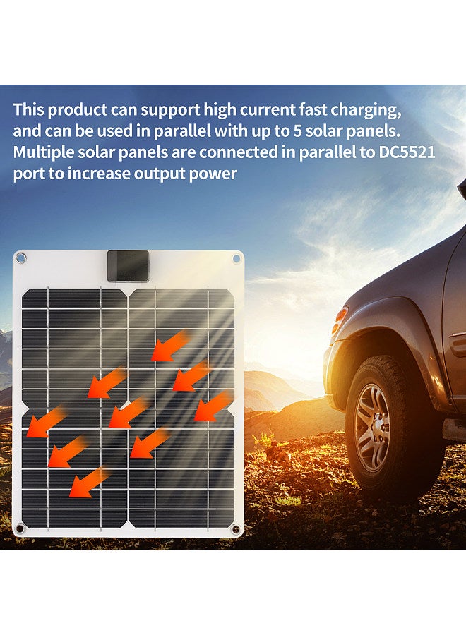 15W*2 5V/12V Solar Panel Car Battery Charger with USB DC Chain Output Ports Portable Waterproof Power Trickle Battery Charger & Maintainer