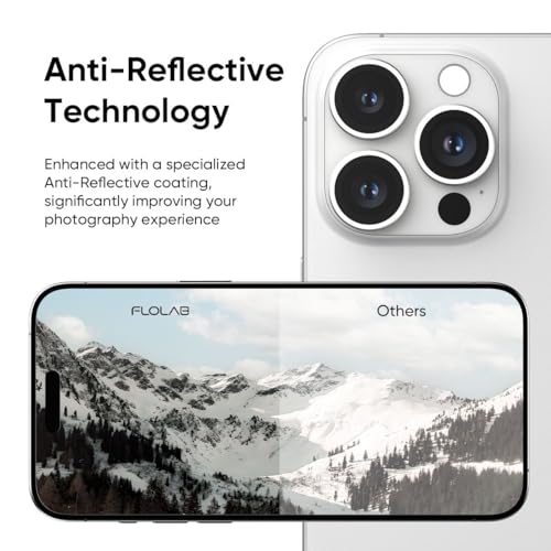 FLOLAB NanoArmour Anti-Reflective for iPhone 16 Pro Max/iPhone 16 Pro Camera Lens Protector - Durable Tempered Glass with Aluminum Ring, TruColors, Ultra Clear, Easy Install - Silver - Image 2