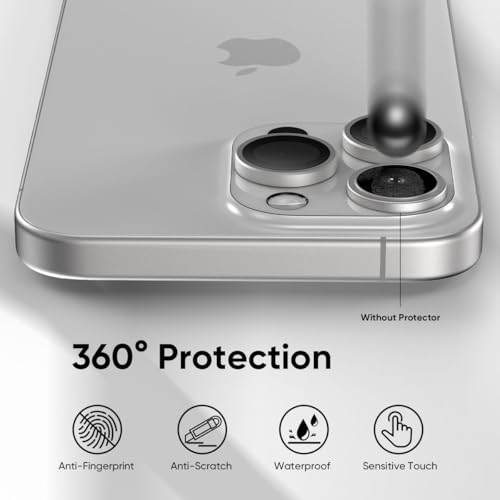 FLOLAB NanoArmour Anti-Reflective for iPhone 16 Pro Max/iPhone 16 Pro Camera Lens Protector - Durable Tempered Glass with Aluminum Ring, TruColors, Ultra Clear, Easy Install - Silver - Image 4