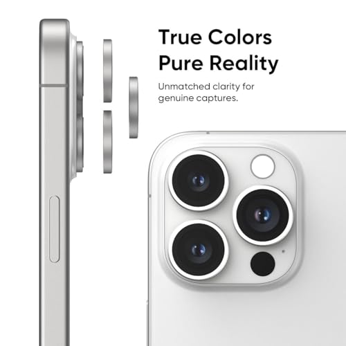FLOLAB NanoArmour Anti-Reflective for iPhone 16 Pro Max/iPhone 16 Pro Camera Lens Protector - Durable Tempered Glass with Aluminum Ring, TruColors, Ultra Clear, Easy Install - Silver - Image 3