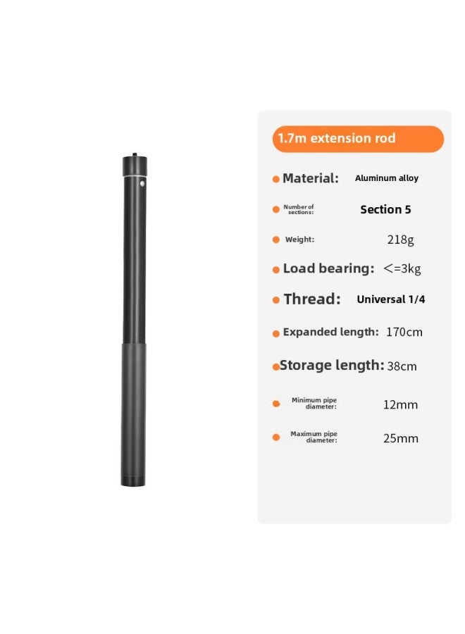 Dajiang Yuntai Outdoor 1.7 M Extension Rod Zhiyun Feiyu Stabilizer Aluminum Alloy Telescopic Rod Large Tripod-Color:1.7 M  - Image 1