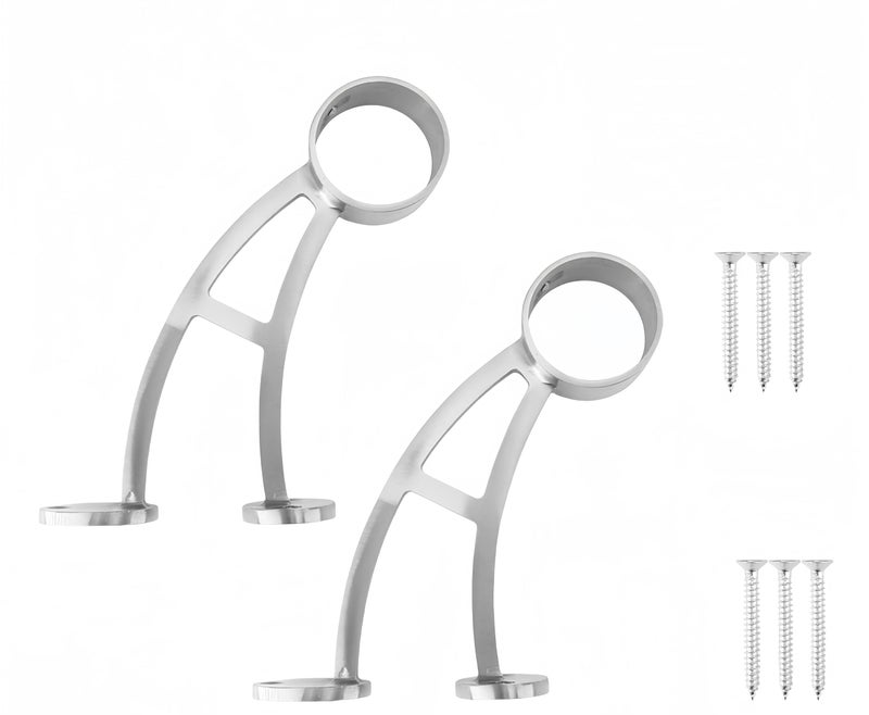 HAIWEN Stainless Steel 304 Bar Floor Mount Combination Foot Rail Bracket Fits 508mm2inch OD Bar Foot Rail Tubing Furniture Hardware with Screws Sliver 2Pack - Image 2