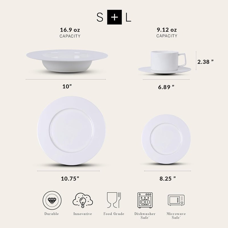 Stone Lain Sylvie 20 Pieces Bone China Dinnerware Set White - Image 2