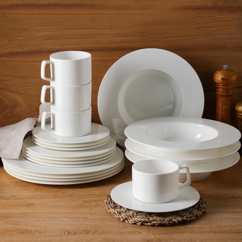 Stone Lain Sylvie 20 Pieces Bone China Dinnerware Set White - Image 3