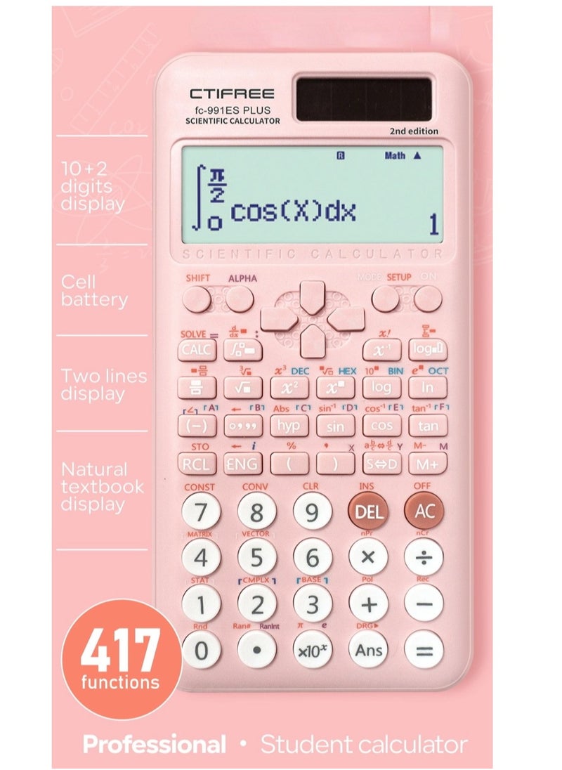 CTIFREE FC-991Es Plus 2nd Edition Scientific Calculator Pink  - Image 2