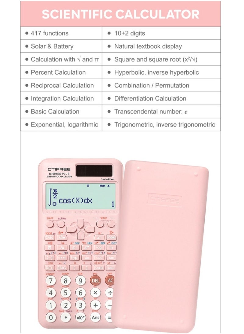 CTIFREE FC-991Es Plus 2nd Edition Scientific Calculator Pink  - Image 4